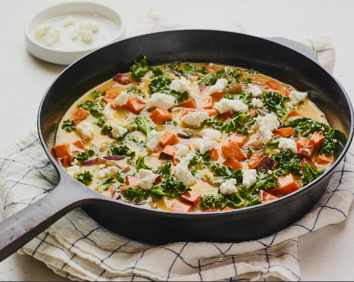 Kale, Mushroom, Tomato & Egg Bake